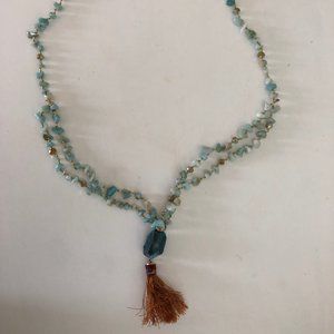 Beautiful Teal Stone Necklace with Tassel